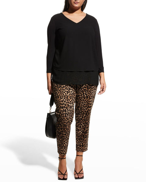 Michael Kors Women's Black Plus Size Mixed Media Woven Layer-Hem Blouse |Michael Kors In Lebanon