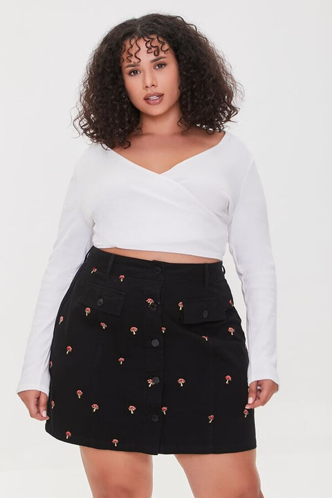 Forever 21 Women's Black Plus Size Mushroom Print Mini Skirt |Forever 21 In Lebanon