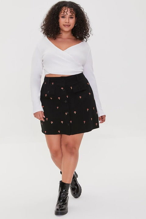 Forever 21 Women's Black Plus Size Mushroom Print Mini Skirt |Forever 21 In Lebanon