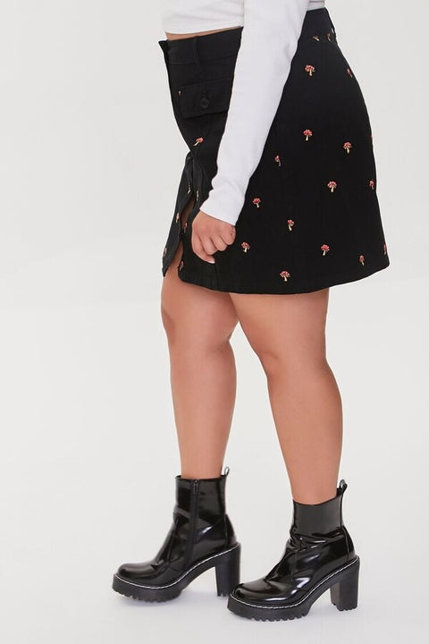 Forever 21 Women's Black Plus Size Mushroom Print Mini Skirt |Forever 21 In Lebanon