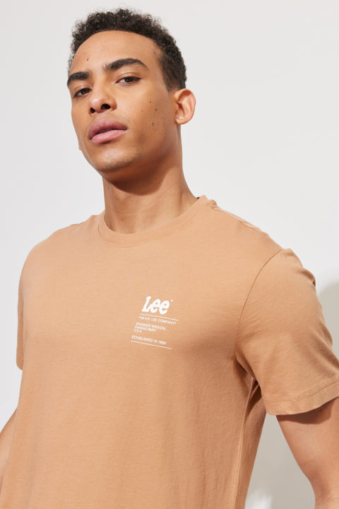 Lee Men's Light Brown Small Logo Tee T-Shirt | Lee In Lebanon