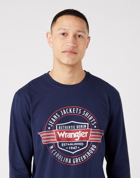 Wrangler Men's Navy Americana Long Sleeve Logo Blouse | Wrangler In Lebanon