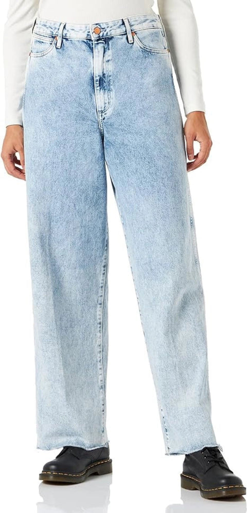 Wrangler Women's Light Blue High Rise Barrel 652 Wide Leg Jeans |Wrangler In Lebanon