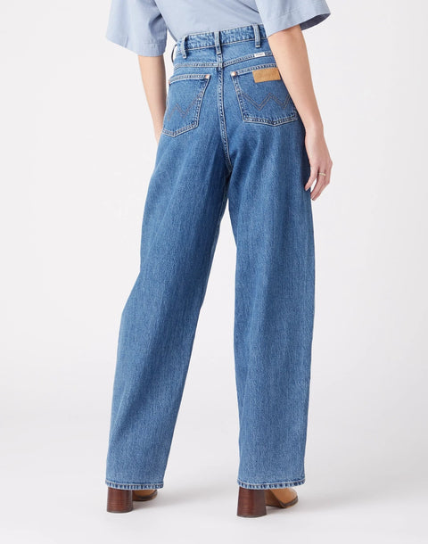 Wrangler Women's Dark Blue High Rise Barrel Wild Leg Jeans | Wrangler In Lebanon
