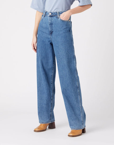 Wrangler Women's Dark Blue High Rise Barrel Wild Leg Jeans | Wrangler In Lebanon
