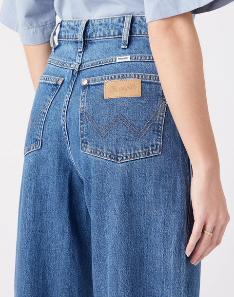 Wrangler Women's Dark Blue High Rise Barrel Wild Leg Jeans | Wrangler In Lebanon