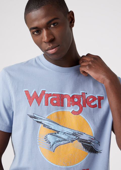 Wrangler Men's Light Blue Logo Eagle Stone Wash T-Shirt | Wrangler In Lebanon