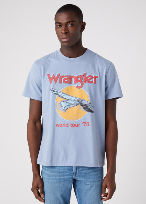 Wrangler Men's Light Blue Logo Eagle Stone Wash T-Shirt | Wrangler In Lebanon