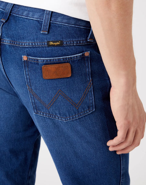 Wrangler Men's Brushed Mid Blue Greensboro 803 Regular Straight Jeans |Wrangler In Lebanon