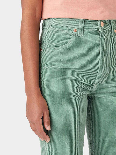 Wrangler Women's Green Velvet Wild West High Rise Straight Pant |Wrangler In Lebanon