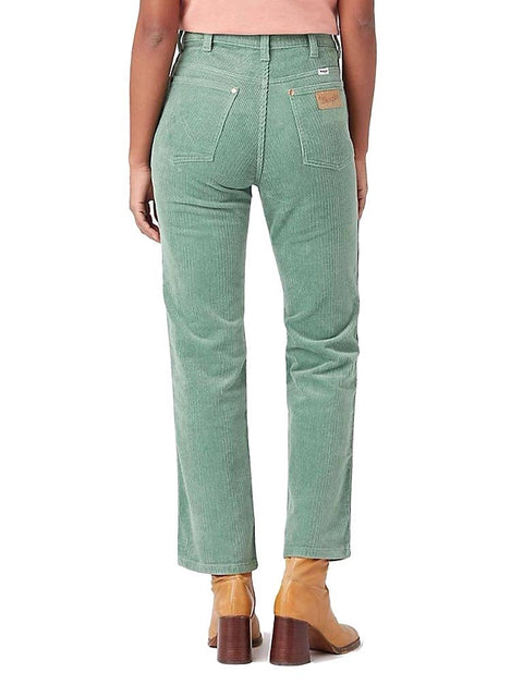 Wrangler Women's Green Velvet Wild West High Rise Straight Pant |Wrangler In Lebanon