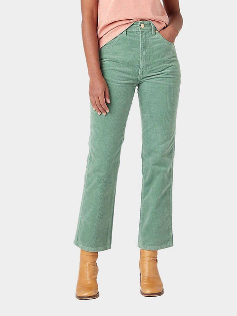 Wrangler Women's Green Velvet Wild West High Rise Straight Pant |Wrangler In Lebanon
