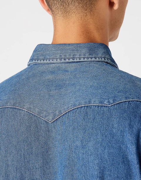 Wrangler Men's Blue 27MW Regular Fit Long Sleeve Denim Shirt | Wrangler In Lebanon