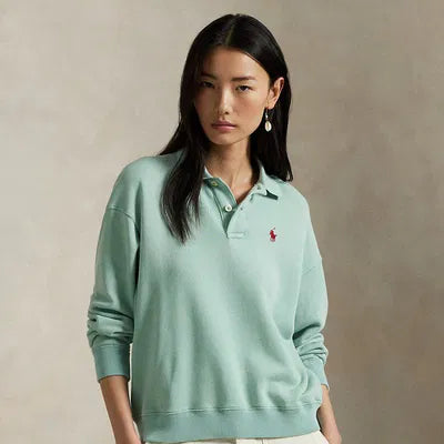 Polo Ralph Lauren Women's Light Green Lightweight Fleece Long-Sleeve Sweatshirt| Polo Ralph Lauren In Lebanon