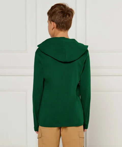 Polo Ralph Lauren Boy's Dark Green Polo Bear Long Sleeve Hooded Blouse |Polo Ralph Lauren In Lebanon