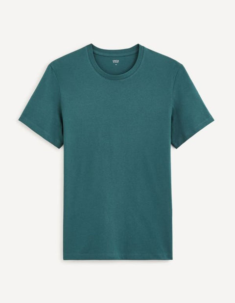 Celio Men's Dark Green Regular Fit 100% Cotton T-Shirt | Celio In Lebanon