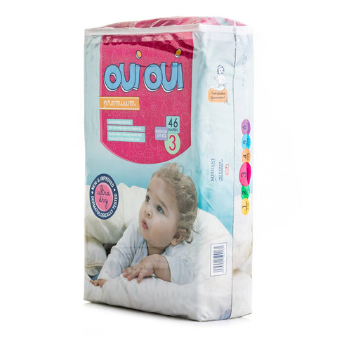 Oui Oui Diapers Medium Siz:3 (5-9KG) *46 Diapers