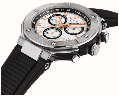 Tissot Men's Silver Tone & Black T-Race Chronograph Chrono Dial Silicone Strap Watch|Tissot In Lebanon