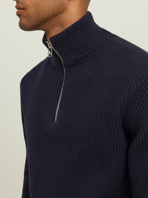 Rebel Men's Navy Plain Quarter Zip Knit Sweater | Rebel In Lebanon