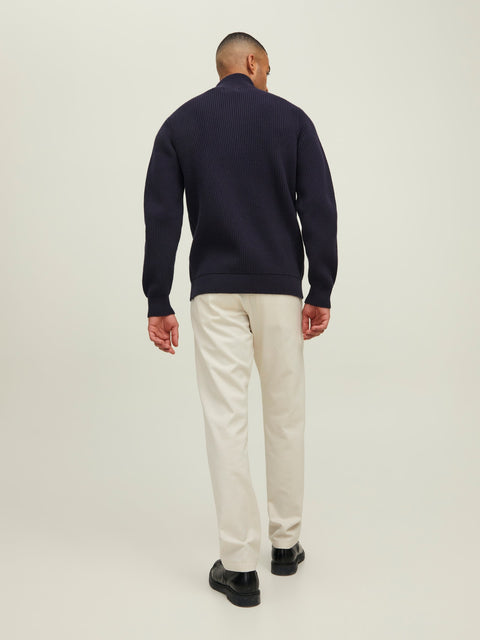 Rebel Men's Navy Plain Quarter Zip Knit Sweater | Rebel In Lebanon