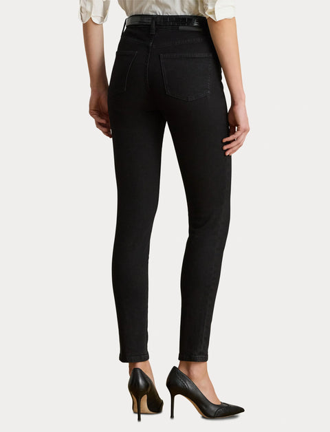Lauren Ralph Lauren Women's Black Satin-Stripe High-Rise Jeans | Lauren Ralph Lauren In Lebanon