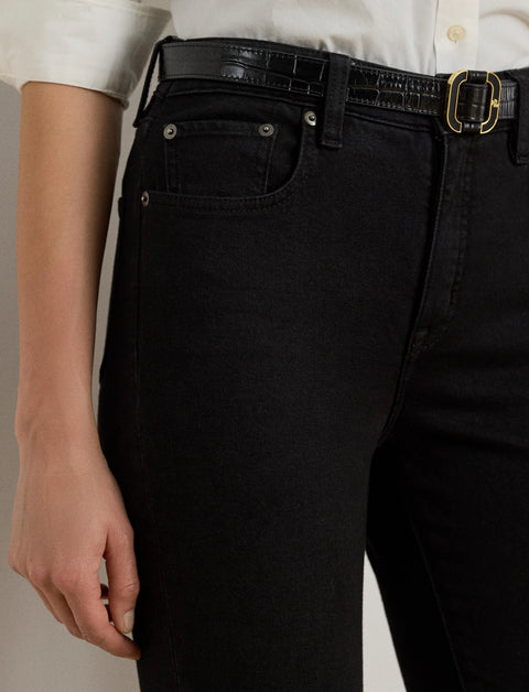 Lauren Ralph Lauren Women's Black Satin-Stripe High-Rise Jeans | Lauren Ralph Lauren In Lebanon