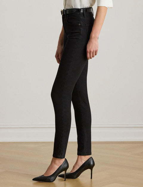 Lauren Ralph Lauren Women's Black Satin-Stripe High-Rise Jeans | Lauren Ralph Lauren In Lebanon