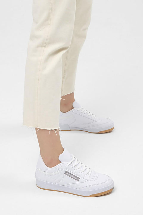 Tonny Black Unisex White Relaxed Fit Polyurethane Sole Lace-up Sneakers | Tonny Black In Lebanon