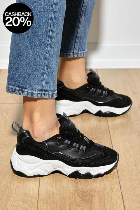 Tonny Black Women's Black & White High Sole Sneakers | Tonny Black In Lebanon
