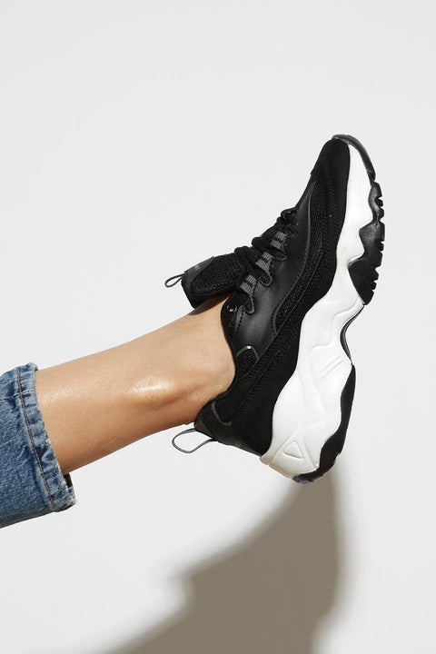 Tonny Black Women's Black & White High Sole Sneakers | Tonny Black In Lebanon