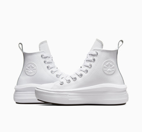 Converse Girl's White Chuck Taylor All Star Move Platform Leather Sneakers | Converse in Lebanon