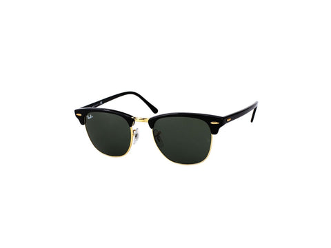 Sunglasses with black frame and green lenses on a white background