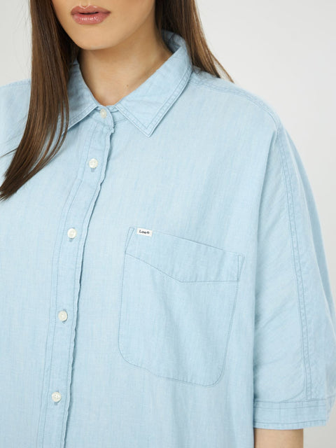 Lee Women's Baby Blue Relaxed In Foam One Pocket Shirt | Lee In Lebanon