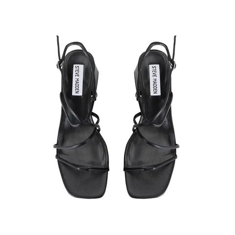 Steve Madden Women's Black Leather Remmi Heeled Sandal |Steve Madden In Lebanon