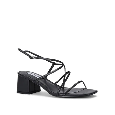 Steve Madden Women's Black Leather Remmi Heeled Sandal |Steve Madden In Lebanon