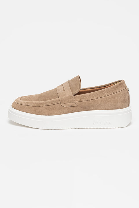 Beige loafer shoe on a white background