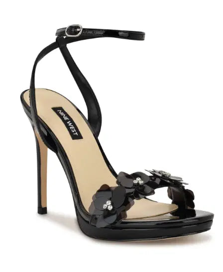 Nine West Women's Black Lovely Flowers Stiletto Sandals |Nine West In Lebanon