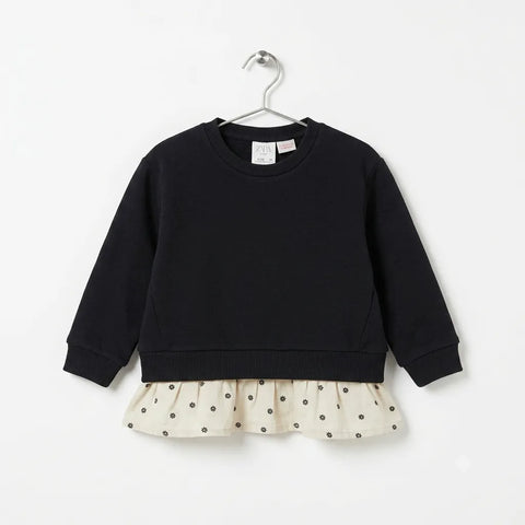Zara Girl's Black Floral Peplum Hem Sweatshirt|Zara In Lebanon