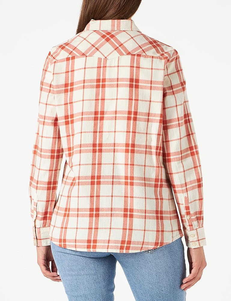 Wrangler Women's Brick & Off White Ginger Spice Slim Reg Western Shirt | Wrangler In Lebanon