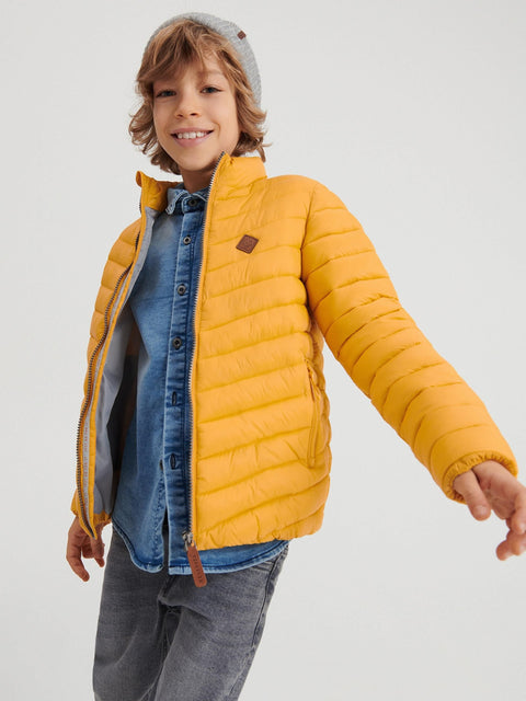 Reserved Boy's Mustard Stand-Up Collar Quilted Jacket | Reserved In Lebanon
