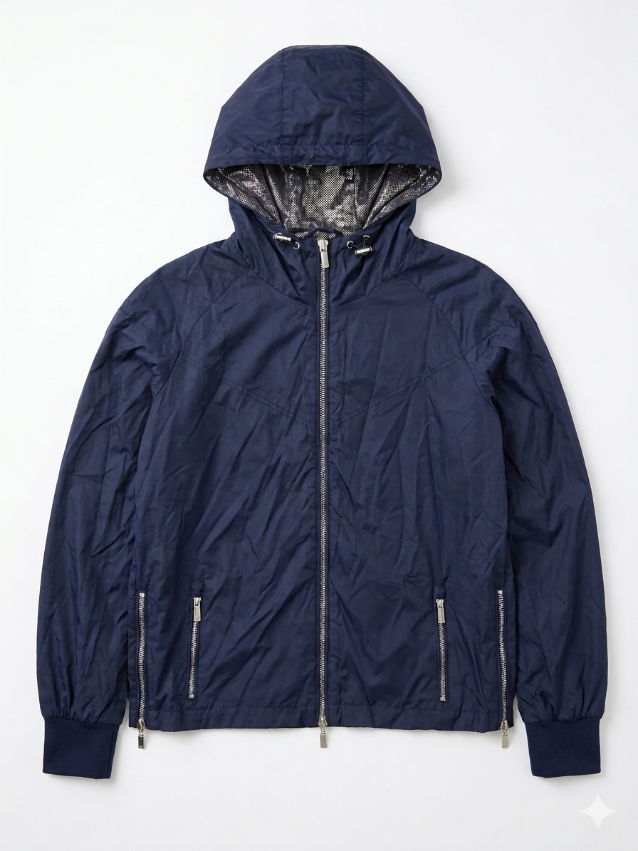 U.S. Polo Assn Women's Navy Lightweight Zip-Up Windbreaker Jacket with Textured Hood|U.S. Polo Assn In Lebanon