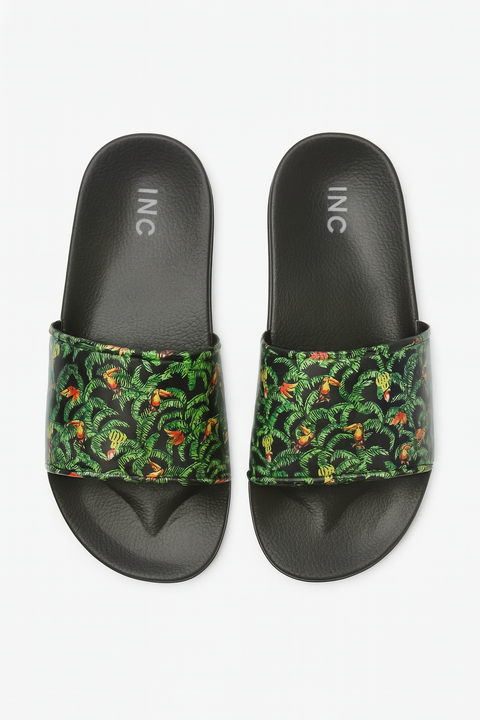 INC International Concepts Men's Black Tucan Print Xander Pool Slide Slippers | INC International Concepts in Lebanon