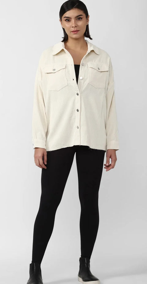 Forever 21 Women's Off White Ribbed Plus Size Jacket | Forever 21 In Lebanon