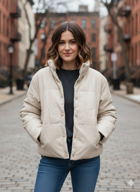 Inside Women's Beige Leather Jacket |Inside In Lebanon