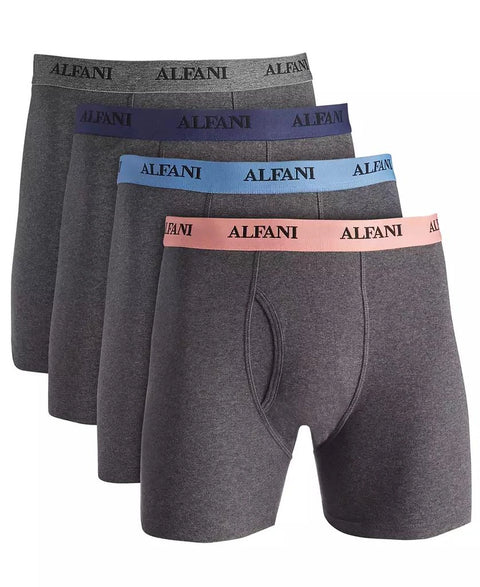 Alfani Men's Dark Gray Pack Of 4 Contrast Waistband Boxer Briefs | Alfani in Lebanon