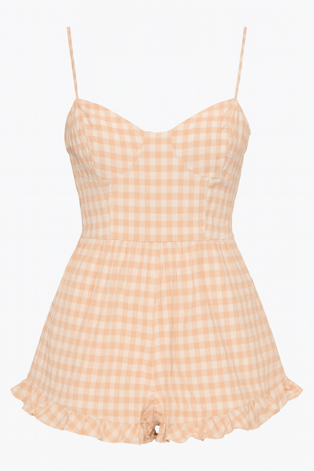 Forever 21 Women's Coral & White Checkered Romper | Forever 21 In Lebanon