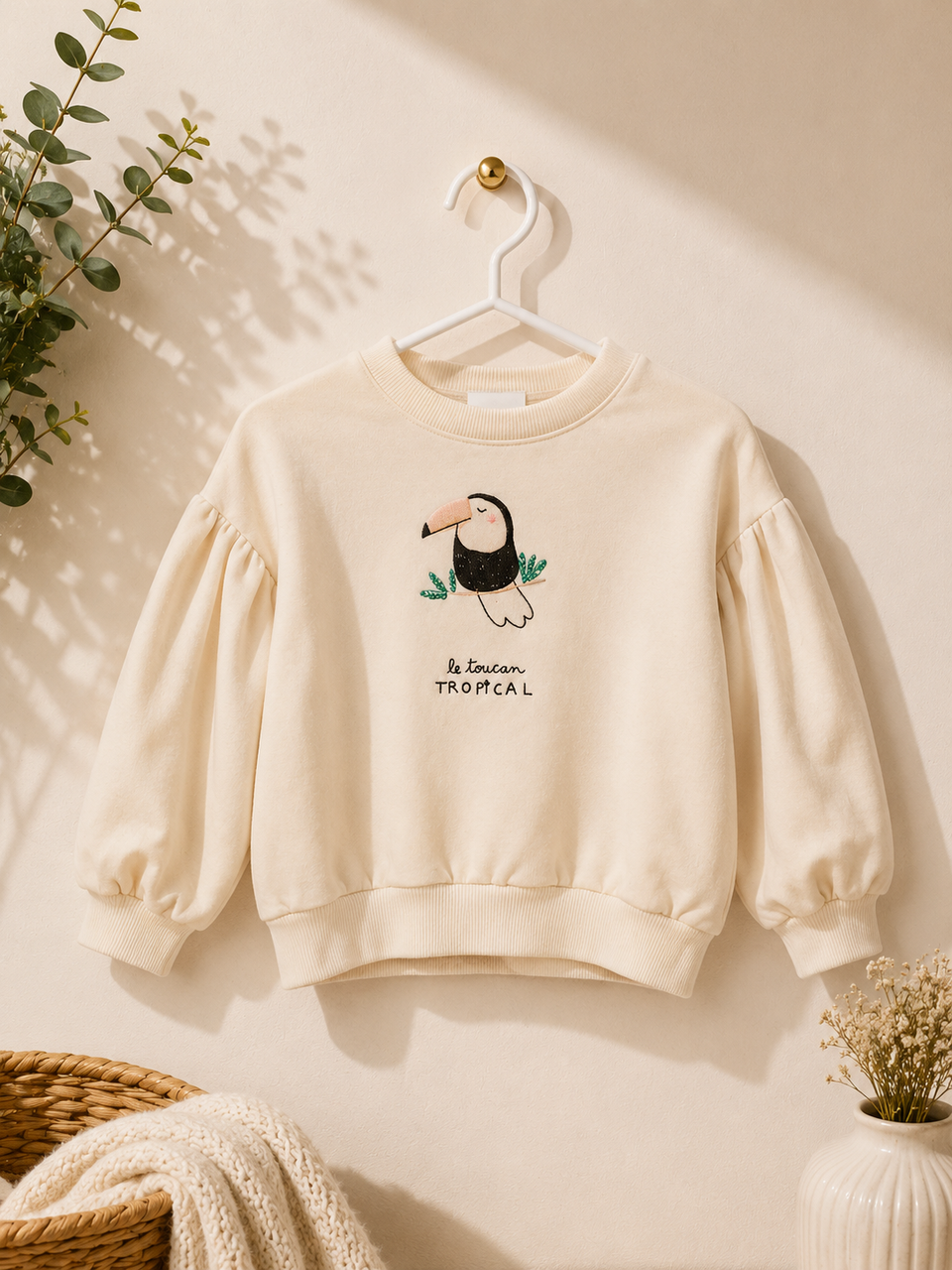 Zara Girl's Cream Parrot Print Sweatshirt | Zara In Lebanon