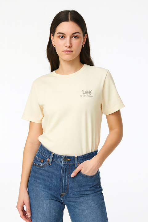 Lee Women's Ecru Small Logo Tee T-Shirt | Lee In Lebanon
