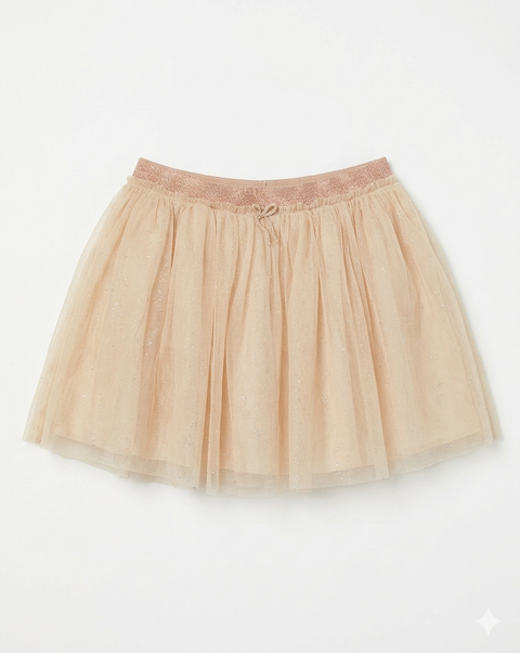 Charanga Girl's Glitter Tulle Tutu Skirt Metallic Elastic Waistband with Bow|Charanga In Lebanon