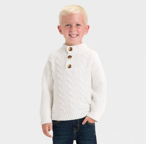 Cat & Jack Baby Boy's White Knitted Long Sleeve Sweater|Cat & Jack In Lebanon